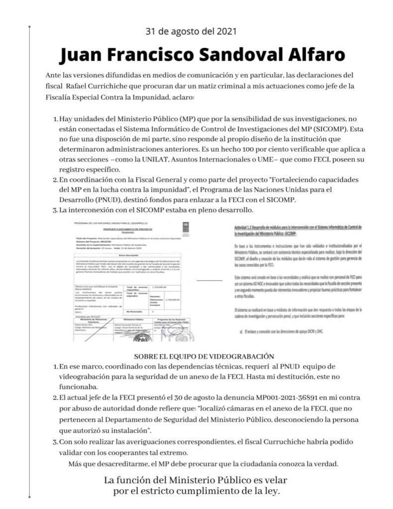 Curruchiche inicia persecución contra Sandoval caso infundado