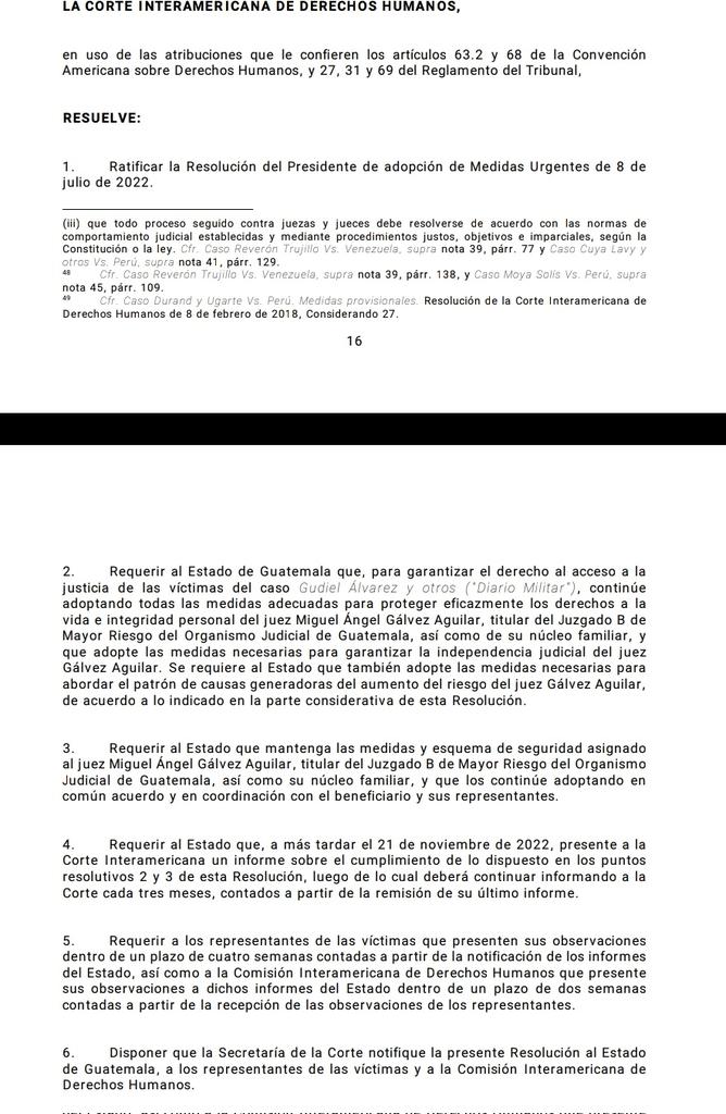 Corte IDH ratifica medidas de protección a favor del juez Miguel Ángel Gálvez