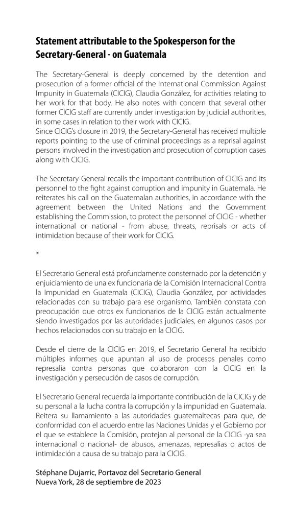 ONU expresa su preocupación por Claudia González.